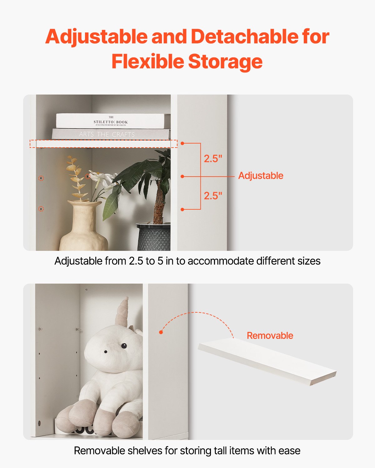 VEVOR 8 Tiers Narrow Bookshelf, 71 in Wooden Tall Open Bookcase with  Height-Adjustable Shelf, Freestanding Display Storage Floor Bookcase Bookshelf for Library, Bedroom, Living Room, Office, White - BSSJZFXBHB1LL260FV0 - view 6