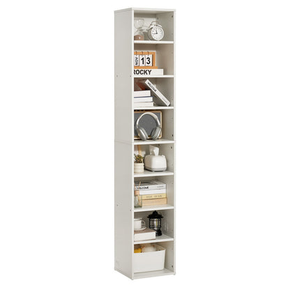 VEVOR 8 Tiers Narrow Bookshelf, 71 in Wooden Tall Open Bookcase with  Height-Adjustable Shelf, Freestanding Display Storage Floor Bookcase Bookshelf for Library, Bedroom, Living Room, Office, White - BSSJZFXBHB1LL260FV0 - view 10