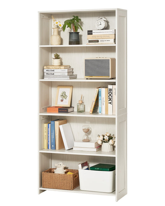 VEVOR 5 Tiers Wide Bookshelf, 68 in Wooden Open Bookcase with Display Storage Organizer Shelf, Freestanding Tall Display Floor Bookcase Bookshelf for Library, Bedroom, Living Room, Office, White - BSSJZFXBHB1LUKRBCV0 - view 1