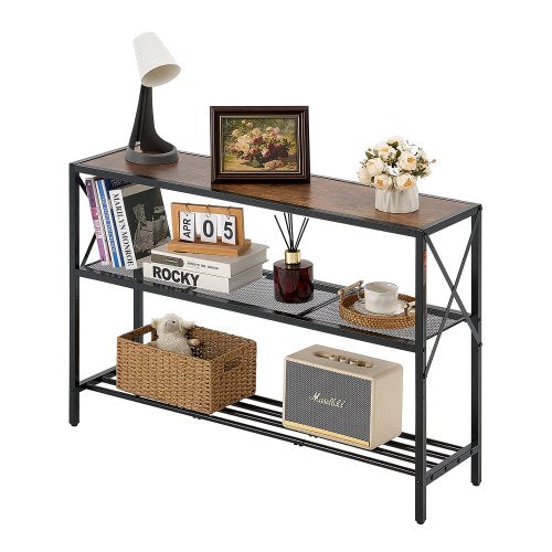 VEVOR Narrow Console Sofa Table, 41.7 inches Behind Couch Table, 3-Tier Long Entryway Table and Skinny Hallway Table, Narrow Sofa Table with Metal Frame, for Entryway, Hallway, Living Room & Bedroom - BSXGZDCK39418RBBZV0 - view 2