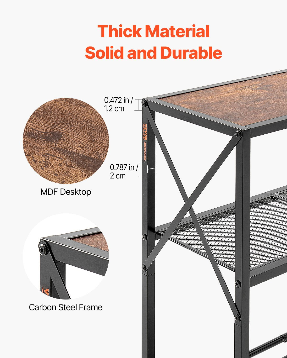 VEVOR Narrow Console Sofa Table, 41.7 inches Behind Couch Table, 3-Tier Long Entryway Table and Skinny Hallway Table, Narrow Sofa Table with Metal Frame, for Entryway, Hallway, Living Room & Bedroom - BSXGZDCK39418RBBZV0 - view 5