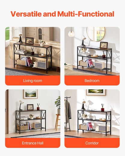 VEVOR Narrow Console Sofa Table, 41.7 inches Behind Couch Table, 3-Tier Long Entryway Table and Skinny Hallway Table, Narrow Sofa Table with Metal Frame, for Entryway, Hallway, Living Room & Bedroom - BSXGZDCK39418RBBZV0 - view 8