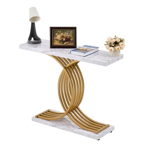 VEVOR Narrow Console Sofa Table, 39.4 inches Behind Couch Table, 1-Tier Long Entryway Table and Skinny Hallway Table, Narrow Sofa Table with Metal Frame, for Entryway, Hallway, Living Room & Bedroom - BSXGZDCK3941NZAI3V0 - view 2