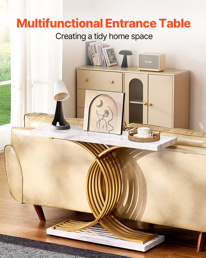 VEVOR Narrow Console Sofa Table, 39.4 inches Behind Couch Table, 1-Tier Long Entryway Table and Skinny Hallway Table, Narrow Sofa Table with Metal Frame, for Entryway, Hallway, Living Room & Bedroom - BSXGZDCK3941NZAI3V0 - view 3