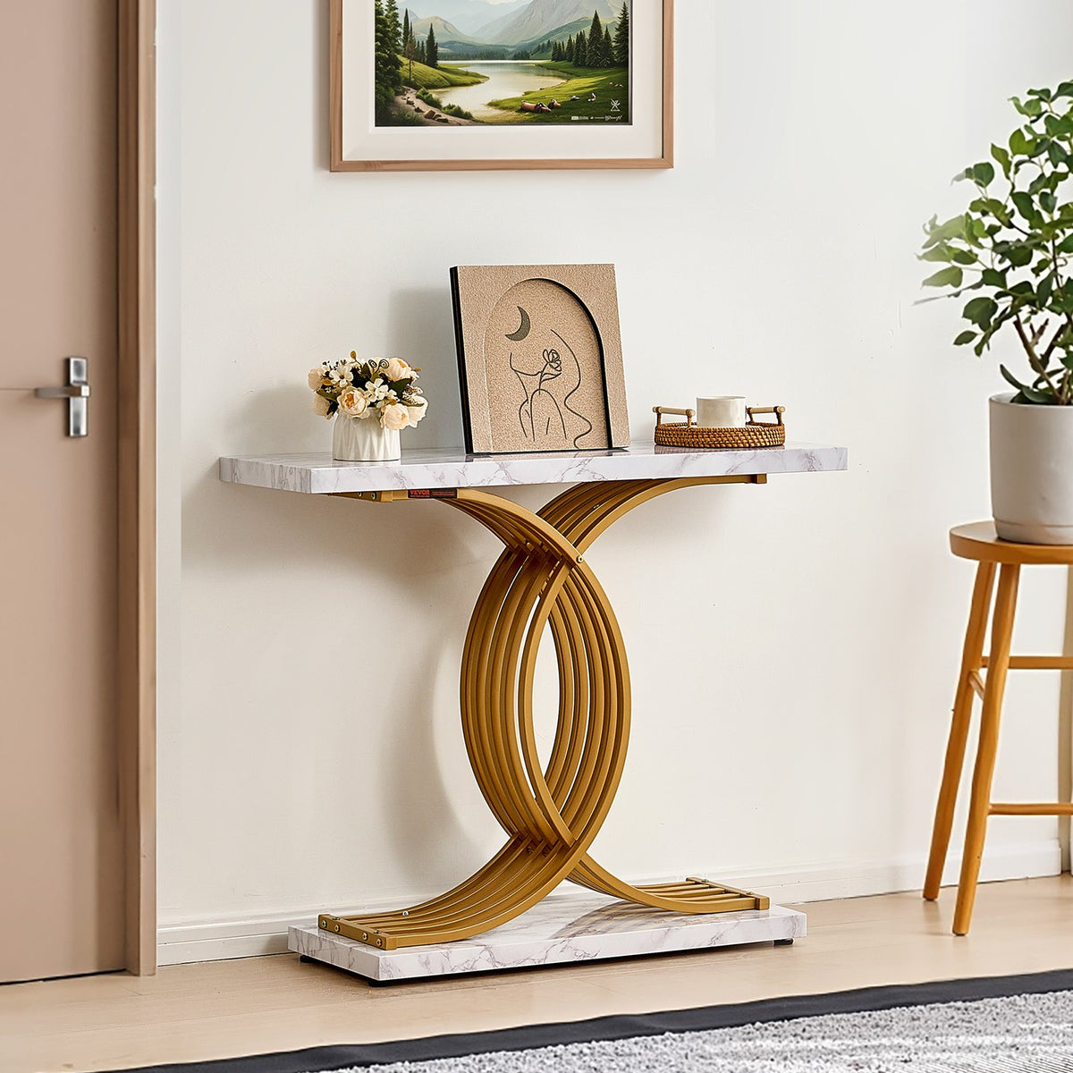 VEVOR Narrow Console Sofa Table, 39.4 inches Behind Couch Table, 1-Tier Long Entryway Table and Skinny Hallway Table, Narrow Sofa Table with Metal Frame, for Entryway, Hallway, Living Room & Bedroom - BSXGZDCK3941NZAI3V0 - view 9