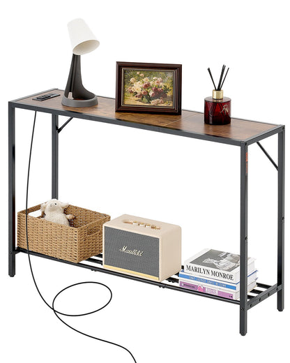 VEVOR Narrow Console Table, 41.7" Behind Couch Table with Power Outlets, 2-Tier Long Entryway Table, Sofa Table with Metal Frame and Charge Station, for Entryway, Hallway, Living Room - BSXGZDCK4171W3Q5FV1 - view 1