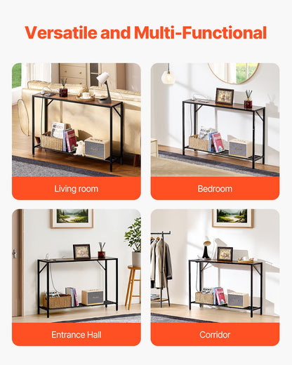 VEVOR Narrow Console Table, 41.7" Behind Couch Table with Power Outlets, 2-Tier Long Entryway Table, Sofa Table with Metal Frame and Charge Station, for Entryway, Hallway, Living Room - BSXGZDCK4171W3Q5FV1 - view 8