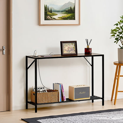VEVOR Narrow Console Table, 41.7" Behind Couch Table with Power Outlets, 2-Tier Long Entryway Table, Sofa Table with Metal Frame and Charge Station, for Entryway, Hallway, Living Room - BSXGZDCK4171W3Q5FV1 - view 9