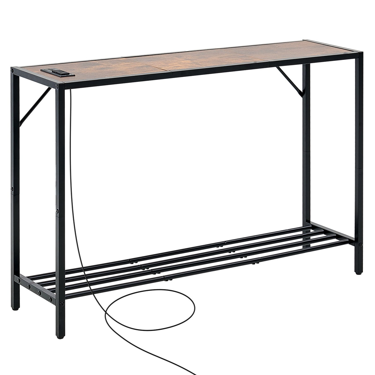 VEVOR Narrow Console Table, 41.7" Behind Couch Table with Power Outlets, 2-Tier Long Entryway Table, Sofa Table with Metal Frame and Charge Station, for Entryway, Hallway, Living Room - BSXGZDCK4171W3Q5FV1 - view 10