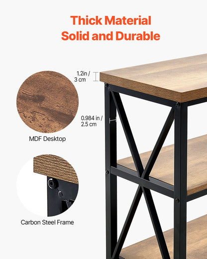 VEVOR Narrow Console Sofa Table, 55.1 inches Behind Couch Table, 3-Tier Long Entryway Table and Skinny Hallway Table, Narrow Sofa Table with Metal Frame, for Entryway, Hallway, Living Room & Bedroom - BSXGZDCK5512VD5KRV0 - view 5