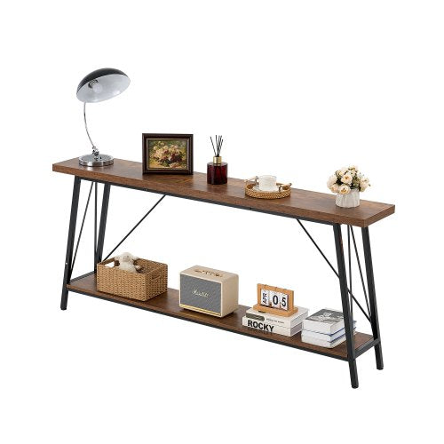 VEVOR Narrow Console Sofa Table, 70.9 inches Behind Couch Table, 2-Tier Long Entryway Table and Skinny Hallway Table, Narrow Sofa Table with Metal Frame, for Entryway, Hallway, Living Room & Bedroom - BSXGZDCK708624KBQV0 - view 2