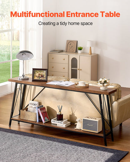 VEVOR Narrow Console Sofa Table, 70.9 inches Behind Couch Table, 2-Tier Long Entryway Table and Skinny Hallway Table, Narrow Sofa Table with Metal Frame, for Entryway, Hallway, Living Room & Bedroom - BSXGZDCK708624KBQV0 - view 3