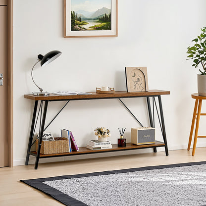 VEVOR Narrow Console Sofa Table, 70.9 inches Behind Couch Table, 2-Tier Long Entryway Table and Skinny Hallway Table, Narrow Sofa Table with Metal Frame, for Entryway, Hallway, Living Room & Bedroom - BSXGZDCK708624KBQV0 - view 9
