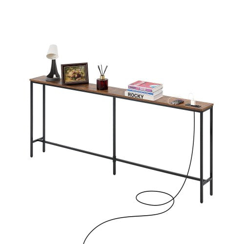 VEVOR Narrow Console Table, 70.9" Behind Couch Table with Power Outlets, 1-Tier Long Entryway Table, Narrow Sofa Table with Metal Frame and Charge Station, for Entryway, Hallway, Living Room - BSXGZDCK7097G7KJJV1 - view 2