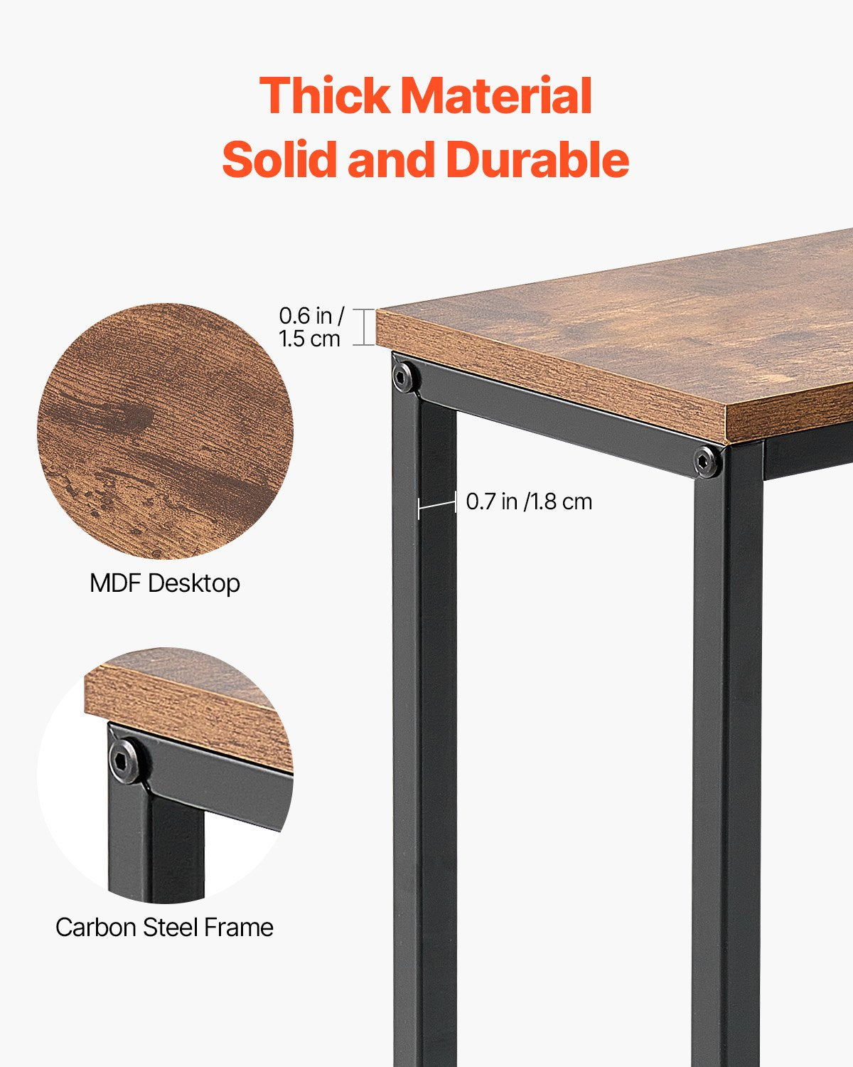 VEVOR Narrow Console Table, 70.9" Behind Couch Table with Power Outlets, 1-Tier Long Entryway Table, Narrow Sofa Table with Metal Frame and Charge Station, for Entryway, Hallway, Living Room - BSXGZDCK7097G7KJJV1 - view 5