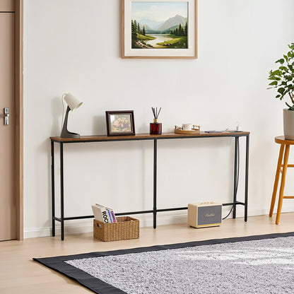VEVOR Narrow Console Table, 70.9" Behind Couch Table with Power Outlets, 1-Tier Long Entryway Table, Narrow Sofa Table with Metal Frame and Charge Station, for Entryway, Hallway, Living Room - BSXGZDCK7097G7KJJV1 - view 9