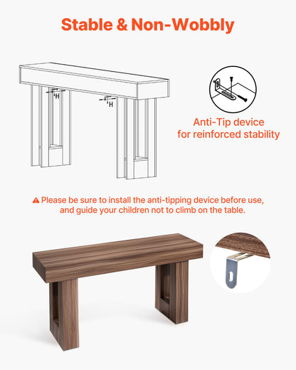 VEVOR 63 in Console Table, Farmhouse Desk Behind the Couch, Wooden Rectangle Entrance Desk, Narrow Long Sofa Table Accent Stand for Hallway, Bedroom, Living Room, Foyer, Easy Assembly, Brown - BSXGZEKNSFDC9VF7M001V0 - view 7