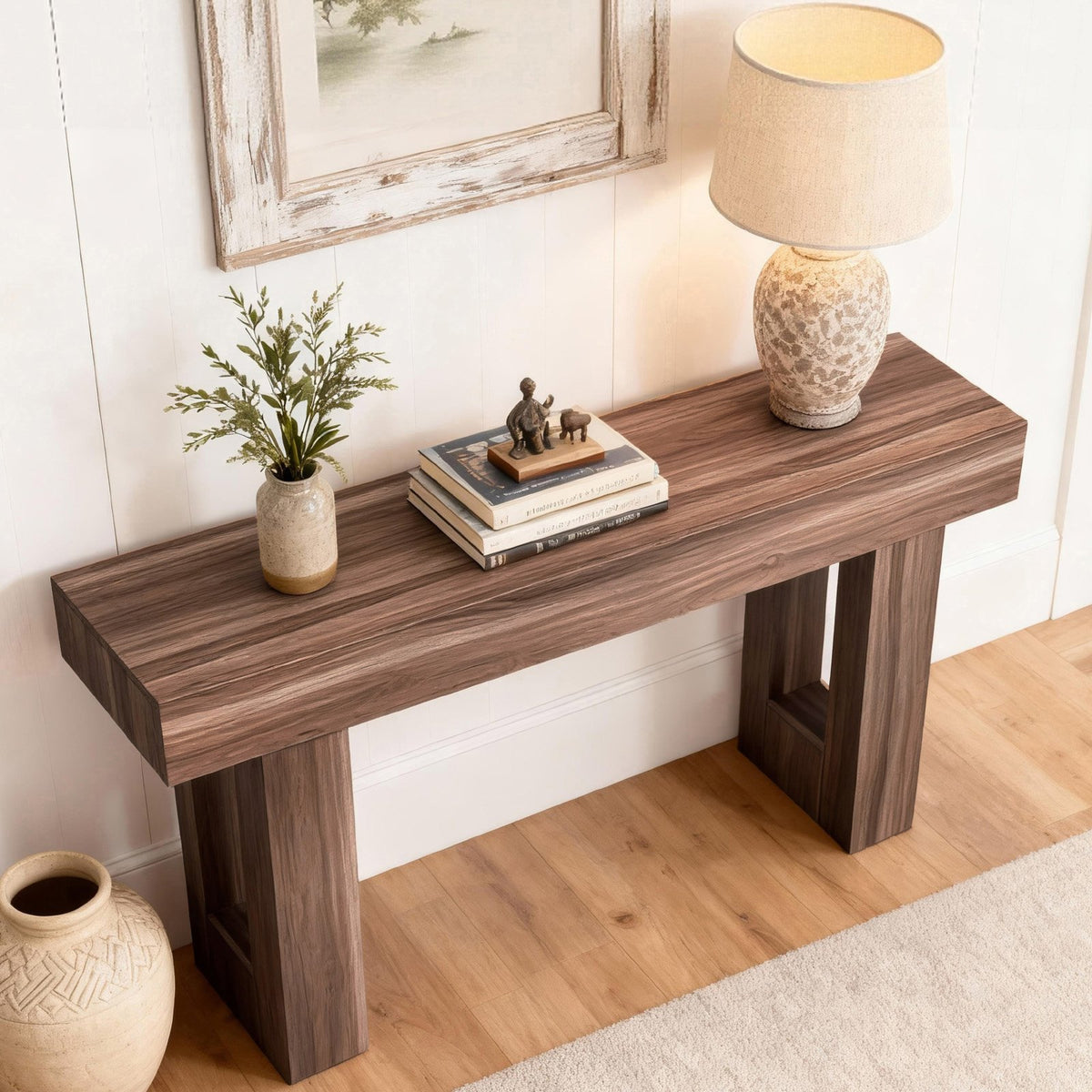 VEVOR 63 in Console Table, Farmhouse Desk Behind the Couch, Wooden Rectangle Entrance Desk, Narrow Long Sofa Table Accent Stand for Hallway, Bedroom, Living Room, Foyer, Easy Assembly, Brown - BSXGZEKNSFDC9VF7M001V0 - view 9