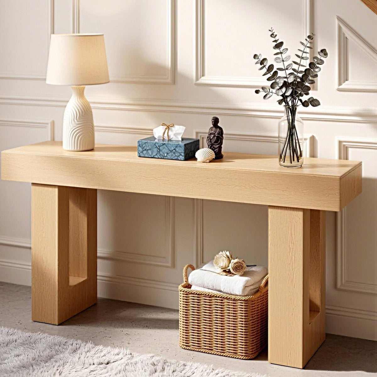 VEVOR 63 in Console Table, Farmhouse Desk Behind the Couch, Wooden Rectangle Entrance Desk, Narrow Long Sofa Table Accent Stand for Hallway, Bedroom, Living Room, Foyer, Easy Assembly, Burlywood - BSXGZEKNSFDCHP2KX001V0 - view 9