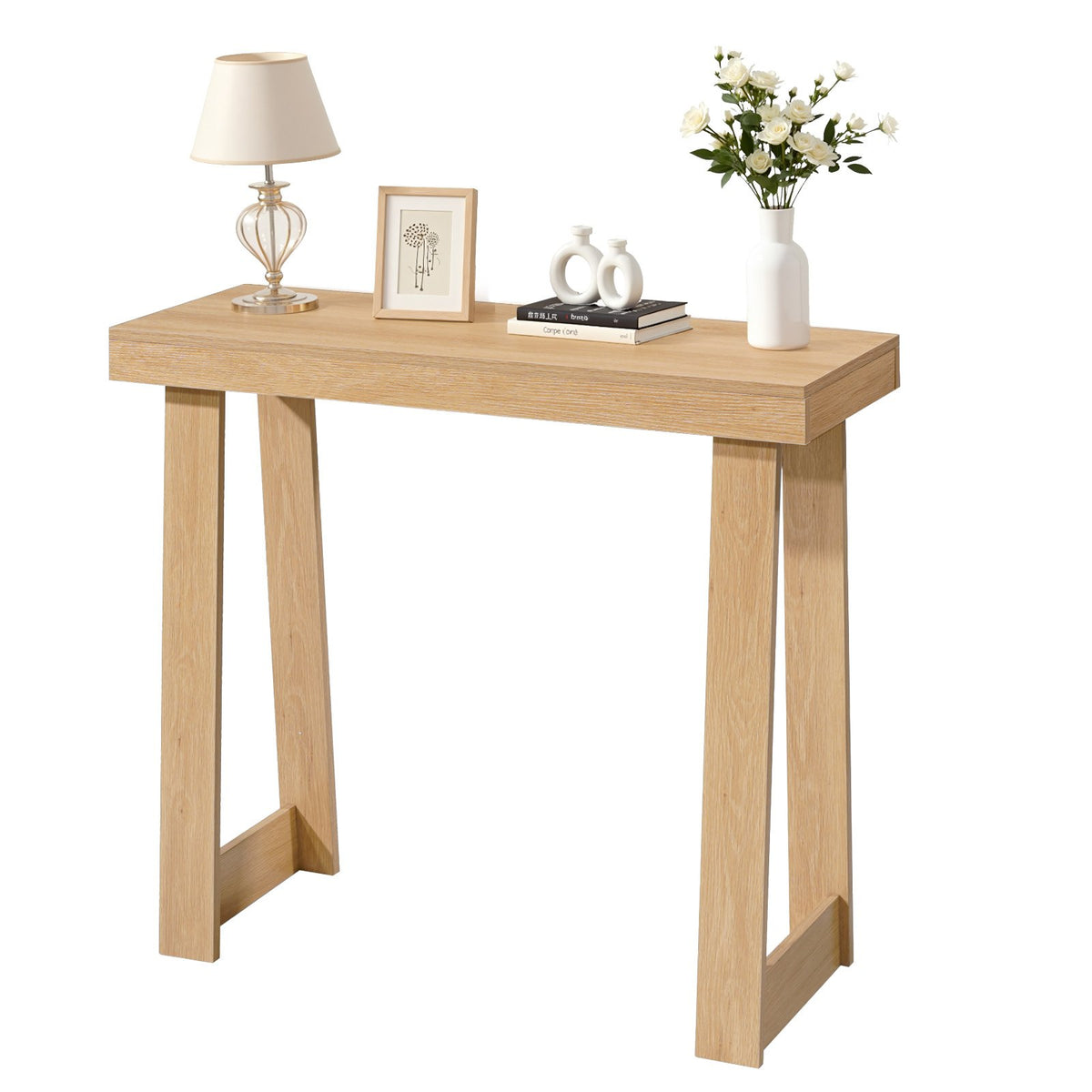 VEVOR 36 in Console Table, Modern Desk Behind the Couch, Wooden Rectangle Entrance Desk, Narrow Long Sofa Table Accent Stand, Ideal for Hallway, Bedroom, Living Room, Foyer, Easy Assembly, Burlywood - BSXGZEKXDFDCFPA8Z001V0 - view 1