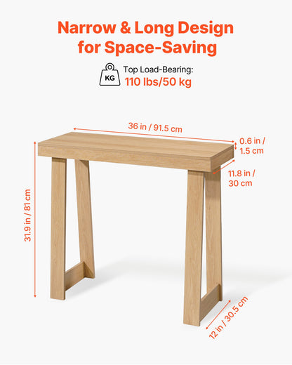 VEVOR 36 in Console Table, Modern Desk Behind the Couch, Wooden Rectangle Entrance Desk, Narrow Long Sofa Table Accent Stand, Ideal for Hallway, Bedroom, Living Room, Foyer, Easy Assembly, Burlywood - BSXGZEKXDFDCFPA8Z001V0 - view 4