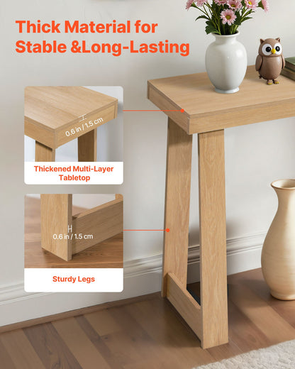 VEVOR 36 in Console Table, Modern Desk Behind the Couch, Wooden Rectangle Entrance Desk, Narrow Long Sofa Table Accent Stand, Ideal for Hallway, Bedroom, Living Room, Foyer, Easy Assembly, Burlywood - BSXGZEKXDFDCFPA8Z001V0 - view 6