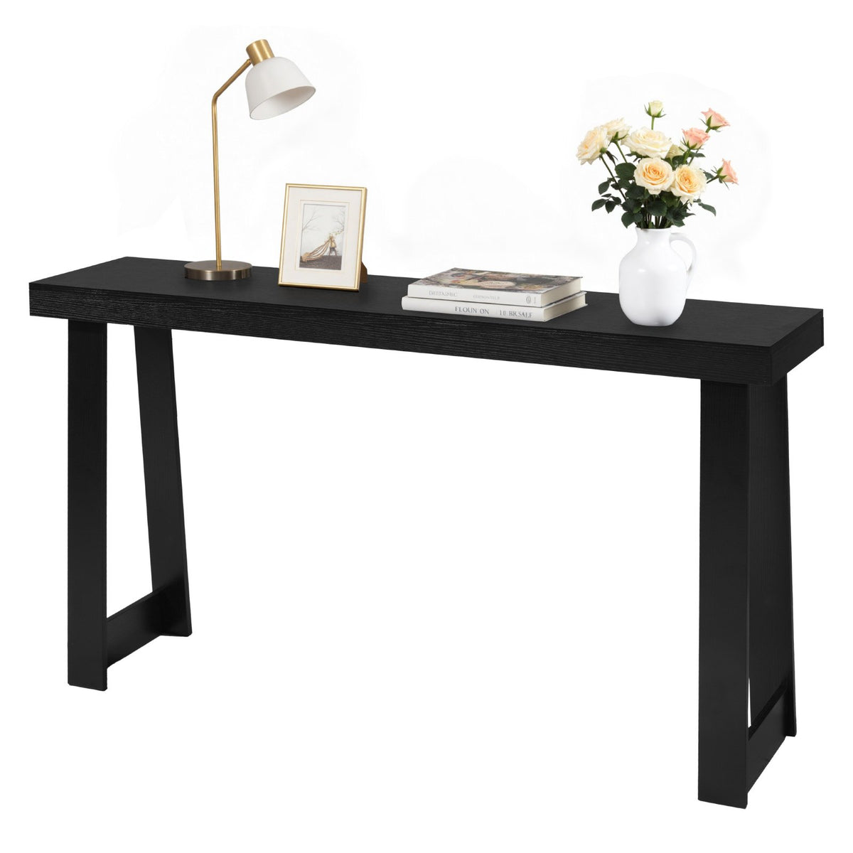 VEVOR 56 in Console Table, Modern Desk Behind the Couch, Wooden Rectangle Entrance Desk, Narrow Long Sofa Table Accent Stand, Ideal for Hallway, Bedroom, Living Room, Foyer, Easy Assembly, Black - BSXGZEKXDFDCVS4X2001V0 - view 1