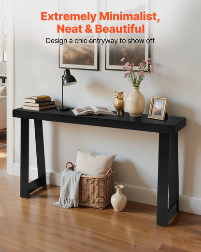 VEVOR 56 in Console Table, Modern Desk Behind the Couch, Wooden Rectangle Entrance Desk, Narrow Long Sofa Table Accent Stand, Ideal for Hallway, Bedroom, Living Room, Foyer, Easy Assembly, Black - BSXGZEKXDFDCVS4X2001V0 - view 3