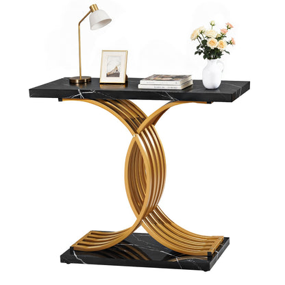 VEVOR 39 in Gold Console Table, Modern Desk Behind the Couch, Wood Rectangle Entrance Desk, Narrow Long Sofa Table Accent Stand with Metal Legs for Hallway, Bedroom, Living Room, Foyer, Easy Assembly - BSXGZEKXDFDCWO7G0001V0 - view 1