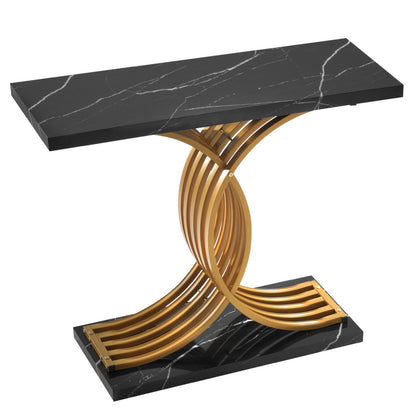 VEVOR 39 in Gold Console Table, Modern Desk Behind the Couch, Wood Rectangle Entrance Desk, Narrow Long Sofa Table Accent Stand with Metal Legs for Hallway, Bedroom, Living Room, Foyer, Easy Assembly - BSXGZEKXDFDCWO7G0001V0 - view 10
