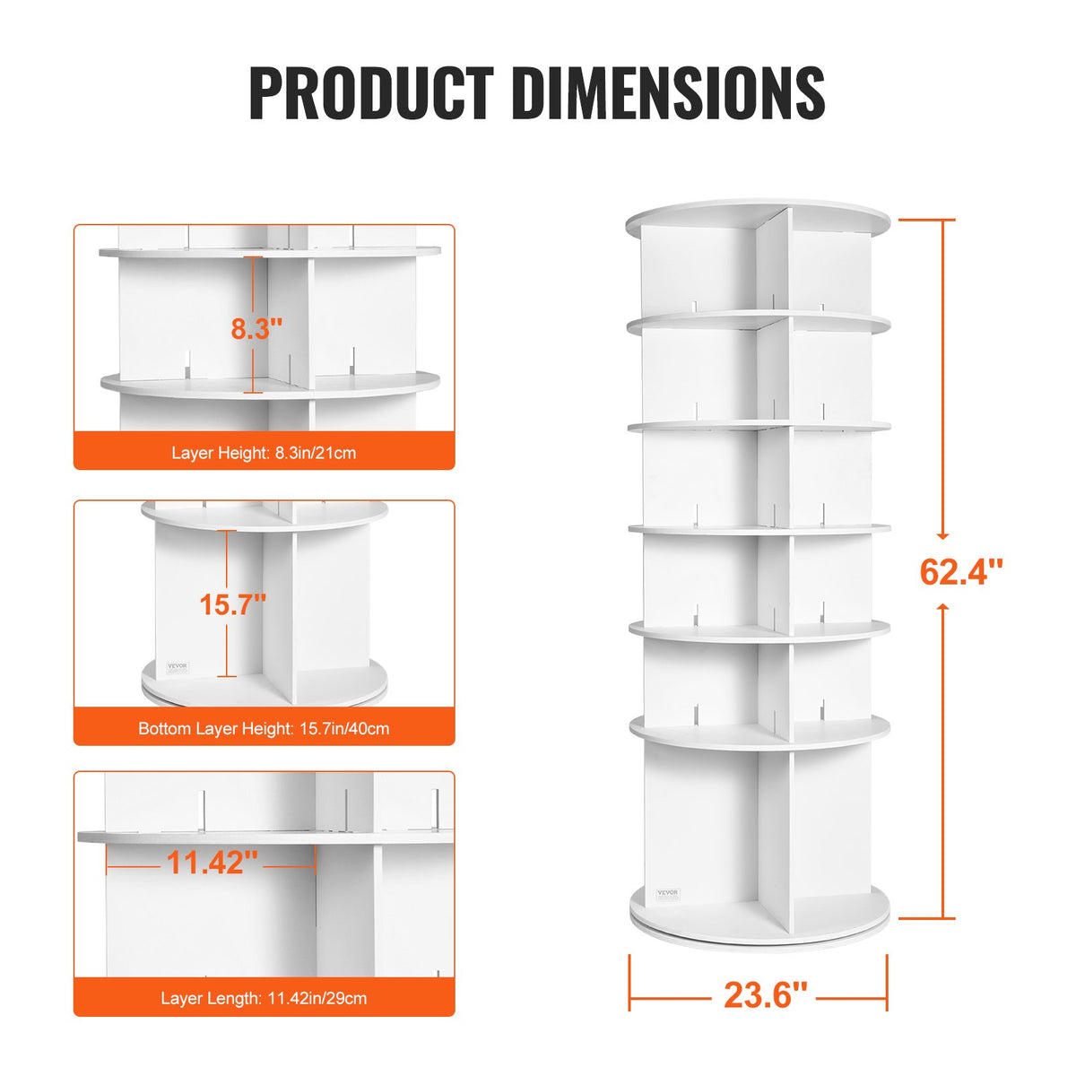 VEVOR 6 Tiers Rotating Shoe Rack Tower, 360°Spinning Shoe Display, Revolving Shoe Rack Storage Round Carousel, Lazy Susan Shoe Rack Organizer, Ideal for Bedroom, Living Room, Entryway, White - BSXZXJ6CGD4GJF8W5V0 - view 5