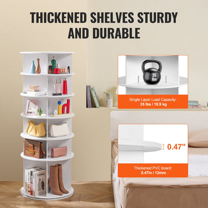 VEVOR 6 Tiers Rotating Shoe Rack Tower, 360°Spinning Shoe Display, Revolving Shoe Rack Storage Round Carousel, Lazy Susan Shoe Rack Organizer, Ideal for Bedroom, Living Room, Entryway, White - BSXZXJ6CGD4GJF8W5V0 - view 6
