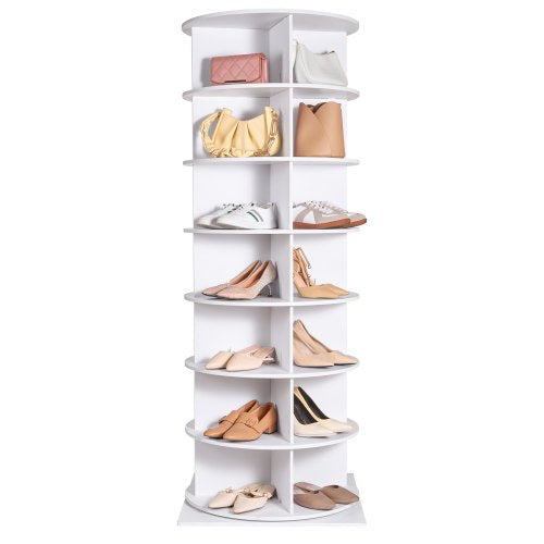 VEVOR 7 Tiers Rotating Shoe Rack Tower, 360°Spinning Shoe Display, Revolving Shoe Rack Storage Round Carousel, Lazy Susan Shoe Rack Organizer with Base for Bedroom, Living Room, Entryway, White - BSXZXJ7CGD4G22506V0 - view 2