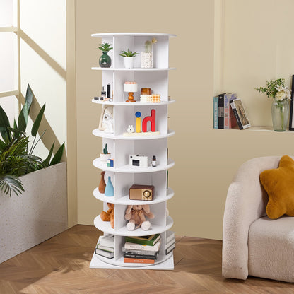 VEVOR 7 Tiers Rotating Shoe Rack Tower, 360°Spinning Shoe Display, Revolving Shoe Rack Storage Round Carousel, Lazy Susan Shoe Rack Organizer with Base for Bedroom, Living Room, Entryway, White - BSXZXJ7CGD4G22506V0 - view 9