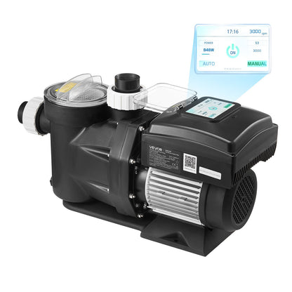 VEVOR Variable Speed Pool Pump, 1.5 HP, AC 220-240V, 115 GPM, In/Above Swimming Pool Pump with Filter Basket, Powerful Self Priming, Programmable Timer, for Inground and Above Ground Swimming Pool - BSYCGLBSS15HK7EDB001V4 - view 1