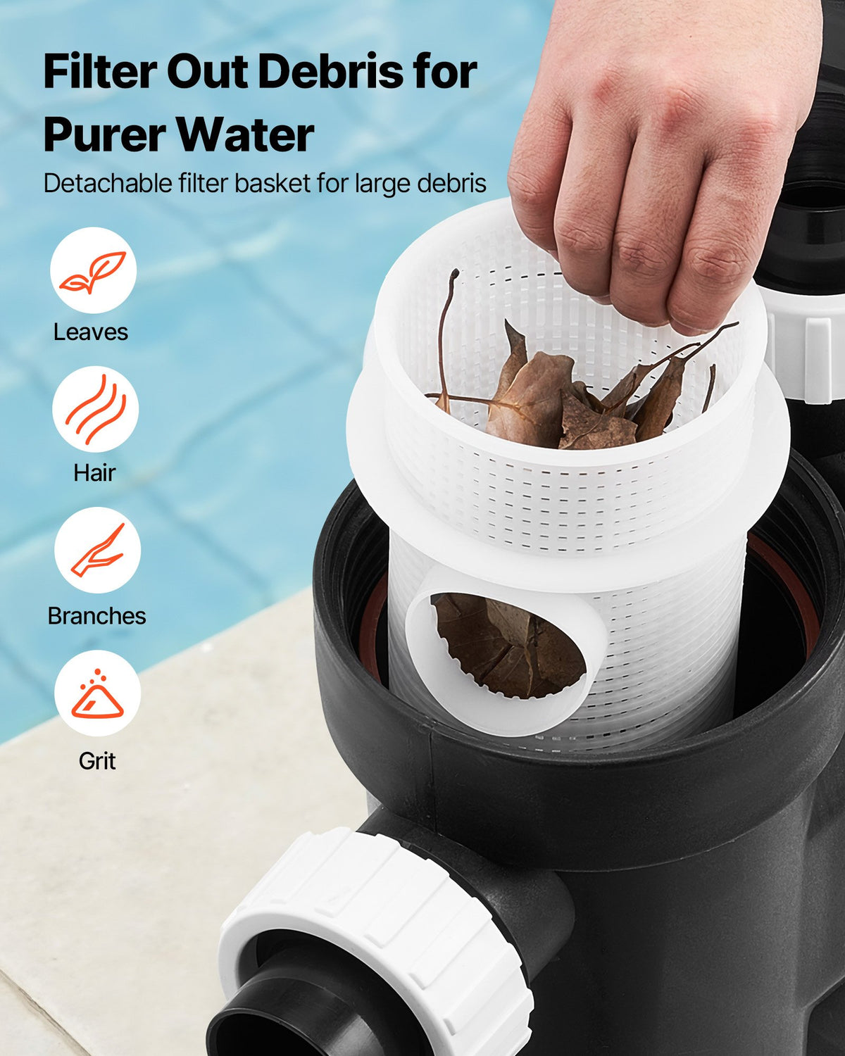 VEVOR Variable Speed Pool Pump, 3 HP, AC 220-240V, 190 GPM, In/Above Swimming Pool Pump with Filter Basket, Powerful Self Priming, Programmable Timer, for Inground and Above Ground Swimming Pool - BSYCGLBSS30H8LGW2001V4 - view 6