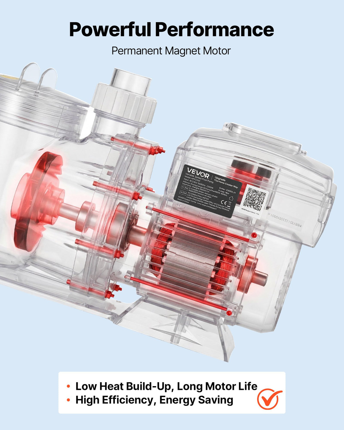 VEVOR Variable Speed Pool Pump, 3 HP, AC 220-240V, 190 GPM, In/Above Swimming Pool Pump with Filter Basket, Powerful Self Priming, Programmable Timer, for Inground and Above Ground Swimming Pool - BSYCGLBSS30H8LGW2001V4 - view 7