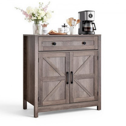 VEVOR Coffee Bar Cabinet, Farmhouse Coffee Bar Table with Drawer, Buffet Stand Cabinet with 2 Barn Doors, Sideboard Buffet Station for Living Room, Entryway, Kitchen, 29.5 x 14.7 x 31.5 in, Grey - BSZSJ30YCSXHYJPAI001V0 - view 2