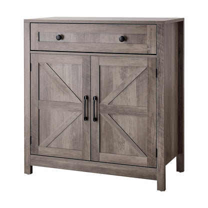 VEVOR Coffee Bar Cabinet, Farmhouse Coffee Bar Table with Drawer, Buffet Stand Cabinet with 2 Barn Doors, Sideboard Buffet Station for Living Room, Entryway, Kitchen, 29.5 x 14.7 x 31.5 in, Grey - BSZSJ30YCSXHYJPAI001V0 - view 10
