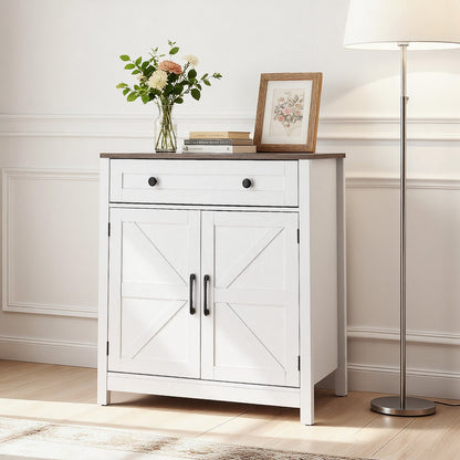 VEVOR Coffee Bar Cabinet, Farmhouse Coffee Bar Table with Drawer, Buffet Stand Cabinet with 2 Barn Door, Sideboard Buffet Station for Living Room, Entryway, Kitchen, 29.5 x 14.7 x 31.5 in, White - BSZSJ30YCZSBWOAA1001V0 - view 9