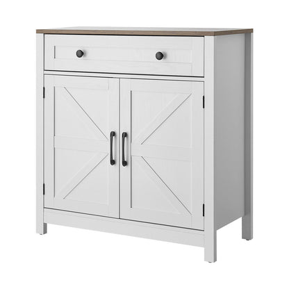 VEVOR Coffee Bar Cabinet, Farmhouse Coffee Bar Table with Drawer, Buffet Stand Cabinet with 2 Barn Door, Sideboard Buffet Station for Living Room, Entryway, Kitchen, 29.5 x 14.7 x 31.5 in, White - BSZSJ30YCZSBWOAA1001V0 - view 10