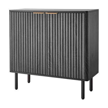 VEVOR Coffee Bar Cabinet, Mid Century Fluted Coffee Bar Table with 2-Tier Storage, Buffet Stand Cabinet with Barn Door, Sideboard Buffet Station for Living Room, Entryway, 31.5 x 14.7 x 31.5 in, Black - BSZSJ315YCHT8P1LL001V0 - view 10