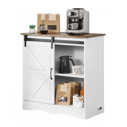 VEVOR Coffee Bar Cabinet, 31.5 x 13.8 x 31.5 in Farmhouse Coffee Bar Cabinet with 3-Tier Storage, Coffee Bar Table with Barn Door, Farmhouse Sideboard Buffet Cabinet for Living Room, Entryway - BSZSJ32YCZSB4C8PVV0 - view 2