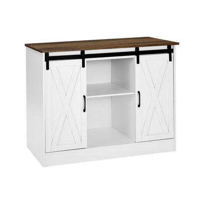 VEVOR Coffee Bar Cabinet, 41.8 x 15.8 x 32.1 in Farmhouse Coffee Bar Cabinet with 3-Tier Storage, Coffee Bar Table with Barn Doors, Farmhouse Sideboard Buffet Cabinet for Living Room, Entryway - BSZSJ42YCZSBL74QGV0 - view 10