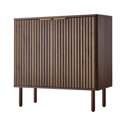 VEVOR Coffee Bar Cabinet, Mid Century Fluted Coffee Bar Table with 2-Tier Storage, Buffet Stand Cabinet with Barn Door, Sideboard Buffet Station for Living Room, Entryway, 31.5 x 14.7 x 31.5 in Walnut - BSZSJ63YCHTSU6X5P001V0 - view 10