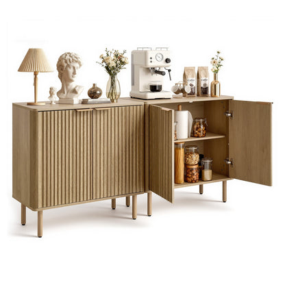 VEVOR Coffee Bar Cabinet, Mid Century Fluted Coffee Bar Table with 2-Tier Storage, Buffet Stand Cabinet with 4 Barn Doors, Sideboard Buffet Station for Living Room, Entryway, 31.5x14.7x31.5 in(Single) - BSZSJ63YCYMSRJB1A001V0 - view 1