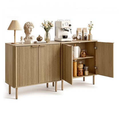 VEVOR Coffee Bar Cabinet, Mid Century Fluted Coffee Bar Table with 2-Tier Storage, Buffet Stand Cabinet with 4 Barn Doors, Sideboard Buffet Station for Living Room, Entryway, 31.5x14.7x31.5 in(Single) - BSZSJ63YCYMSRJB1A001V0 - view 2