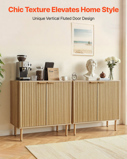 VEVOR Coffee Bar Cabinet, Mid Century Fluted Coffee Bar Table with 2-Tier Storage, Buffet Stand Cabinet with 4 Barn Doors, Sideboard Buffet Station for Living Room, Entryway, 31.5x14.7x31.5 in(Single) - BSZSJ63YCYMSRJB1A001V0 - view 3