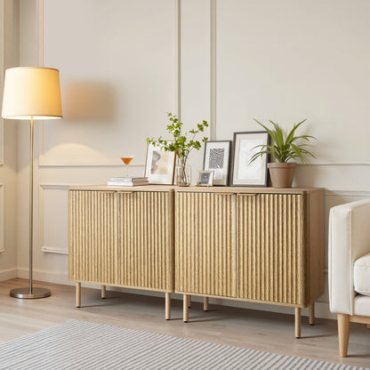 VEVOR Coffee Bar Cabinet, Mid Century Fluted Coffee Bar Table with 2-Tier Storage, Buffet Stand Cabinet with 4 Barn Doors, Sideboard Buffet Station for Living Room, Entryway, 31.5x14.7x31.5 in(Single) - BSZSJ63YCYMSRJB1A001V0 - view 9