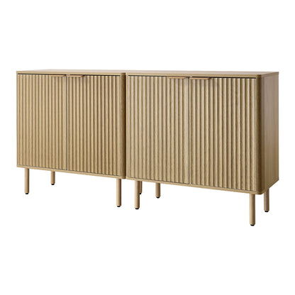 VEVOR Coffee Bar Cabinet, Mid Century Fluted Coffee Bar Table with 2-Tier Storage, Buffet Stand Cabinet with 4 Barn Doors, Sideboard Buffet Station for Living Room, Entryway, 31.5x14.7x31.5 in(Single) - BSZSJ63YCYMSRJB1A001V0 - view 10
